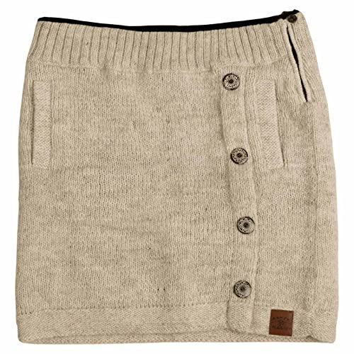 Strickrock kurzer Rock mit klassischem Muster Wolle gefüttert Boho, Größe:L/XL, Farbe:Naturfarben