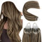 YoungSee Microring Extensions Echthaar Braun 60cm Microring Loop Extensions Micro Ring Extension Dunkelbraun Gesträhnt Blond Micro Loop Haar Microring Haarverlangerung Echthaar 50g 50 Strähnen #P4/27