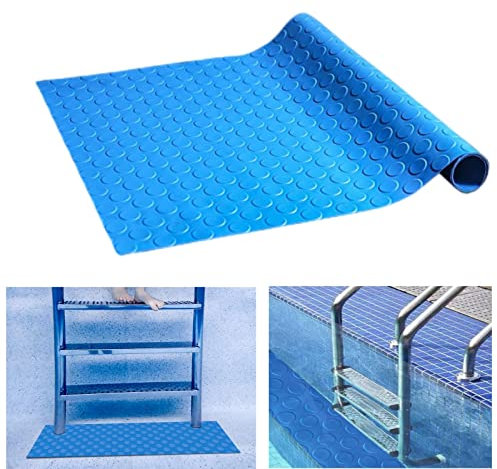 Bekeify Schwimmleitermatte 23 × 90 cm Pool Leiter Matte Schwimmbadzubehör Anti Rutsch Leitermatte rutschfeste Textur PVC Schwimmbadleiter Pad Poolleiterschutz für Schwimmbad Liner und Treppen Schutz