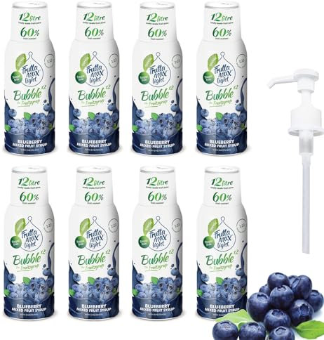 FruttaMax Sirop de Myrtille Sans Sucre – 60% de Fruit Réel | Sirop à Faible Teneur en Calories pour Sodas, Cocktails & Desserts – 8 x 500 ml