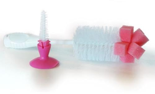 Cangaroo Trinkflaschen- und Saugerreiniger 2 in 1 Schaumstoff zwei Bürstengrößen rosa