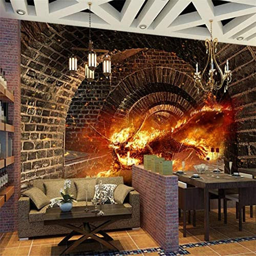 Benutzerdefinierte Cafe Hotel Bar Interior 3D Tapete Wandaufkleber Flaming Tier Horns Hintergrund Wand 3D Tapete Wandaufkleber Wandbild für Büro Esszimmer Kinderzimmer 400 x 280 cm
