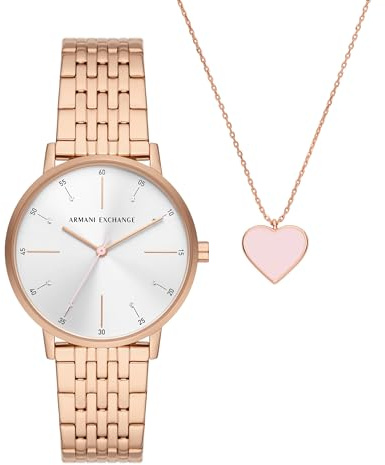 A|X Armani Exchange Women's Three Hand Watch with Stainless Steel or Leather Strap