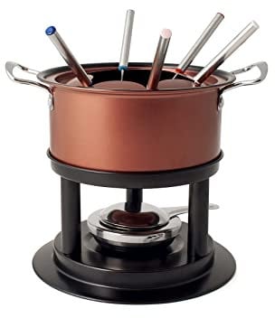 HOME Servizio 11 Pezzi Fonduta in Acciaio con Rivestimento Antiaderente Rosso