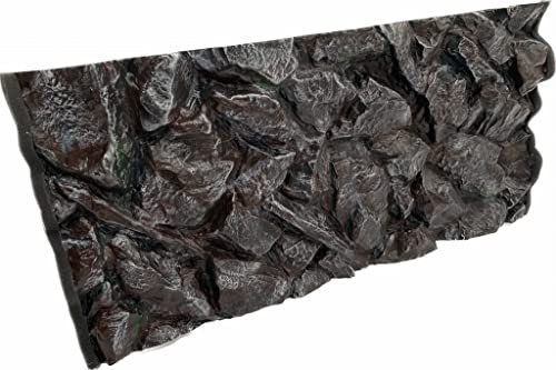 PLASTIKO - Aquarium Hintergrund 3D I Rückwänd 100x40 cm I Leicht zu Montieren und Reinigen I Keine Verklebung Erforderlich I Sicher für Tiere I Braun mit einem Muster aus Hohen Steinen