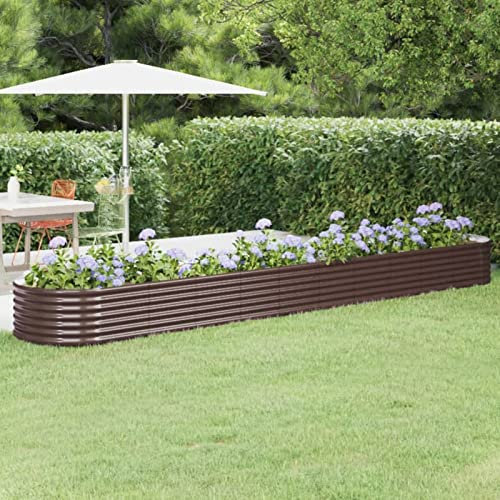 Yolola Hochbeet Metall Oval Pflanzkübel Hochbeet Metall 440 x 80 x 36 cm Braun Hochbeet Garten Outdoor Pflanzbeet Pflanzgefäß Hochbeet für Gärten