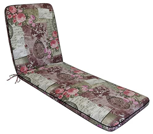 OUTLIV. Romeo Liegenauflage, 190x60x5 cm, Rosa Geblümt | 70% Baumwolle/ 30% Polyester, gepolstert für Komfort, 190x60x5 cm, Rosa Geblümt, für Garten und Terrasse