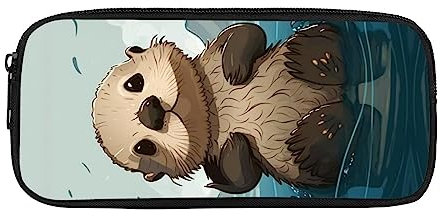 Showudesigns Sea Otter Federmäppchen mit großem Reißverschluss für Teenager-Mädchen, Münzgeldbörse, Schulbedarf, Kosmetiktasche, lustiges Cartoon-Tier