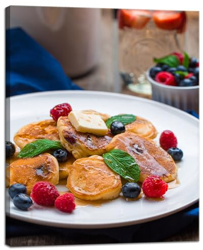 GP TONER Modern Kunstdruck Wandbilder Leinwandbild auf Keilrahmen Leinwanddruck Küchenpfannkuchen 40x50 cm Leinwandbilder für Ihr Zuhause oder Büro