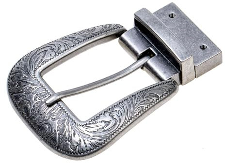 DJCAIZYY 35 mm Gürtelschnalle, wendbar, Ersatzgürtelschnalle, Western-Ledergürtelschnalle, Antik-Silber, Vintage Silber, Medium