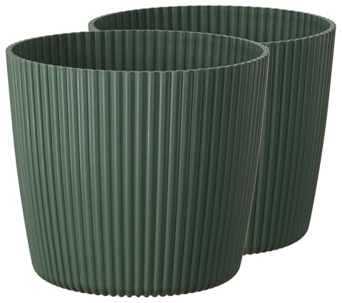 Tymar Pot de Fleurs, jardinière, Lot de 2, Forme Ronde((2pack) Vert, ø 17 cm)