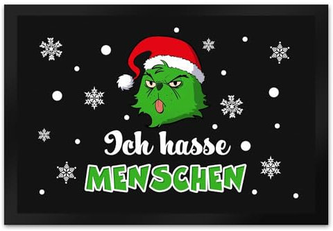 Weihnachtsmuffel Fußmatte XL in 40x60 cm mit Spruch Ich Hasse Menschen der perfekte Türvorleger für die Weihnachtszeit Miesepeter Menschen Fußabtreter Weihnachten Türmatte Männer