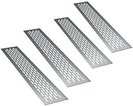 sossai® Grille de ventilation en aluminium - Alucratis (4 pièce) | Rectangulaire - dimensions: 80 x 8 cm | Couleur: inox | grille d'aération