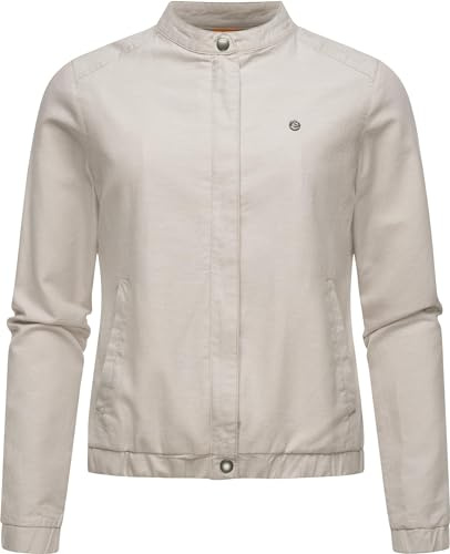 Ragwear Damen leichte Übergangsjacke in Leinen-Optik Blousonjacke Leinenhemd Malawi Linen YOUMODO Bone Gr. XL
