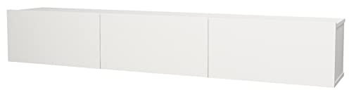 moebel17 Damla TV Lowboard hängend, grifflose Türen viel Stauraum 3 Fächer, Board für Wohnzimmer,Hängeboard Designerstück,180 x 29,5 x 29,5 cm, 2468 (Weiß)