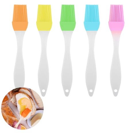 Pack of 5 Brocha Reposteria Efficient Pincel Cocina, Pinceles de Cocina de Silicona BBQ Cepillo de Pastelaria Resistente a Altas Temperaturas, Pinceles para Barbacoas Baking Cooking 16.5cm (6.49'')
