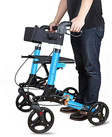 Rollator Aluminium Gehgestell Leicht Klappbar Behinderungshilfen mit Sitz 4 Rollen Zuverlässig