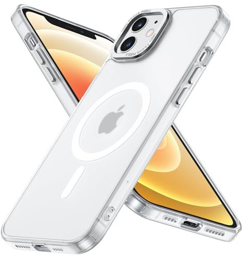 Cokwi Magnétique Coque pour iPhone 12, 12 Pro (6,1 Pouces), Compatible with MagSafe Antichoc Ultime – Magnétisme Puissant et Protection Militaire -Etui Translucide Mat - Blanc