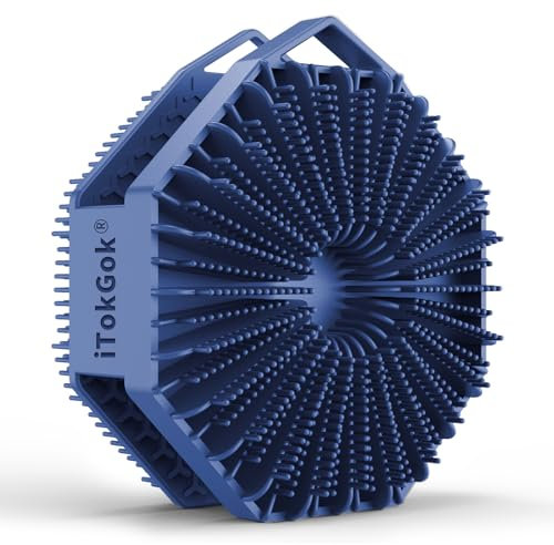 iTOKGOK® Brosse de corps 2 en 1 en silicone infusé d'argent, brosse pour le corps, brosse exfoliante pour le corps, brosses exfoliantes pour le corps pour peaux sensibles pour la douche, luffa en