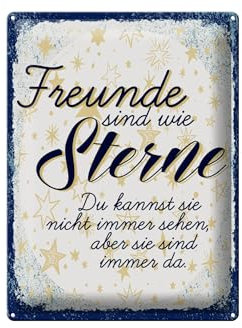 Femer Blechschild Spruch Freunde wie Sterne sind immer da 30x40cm
