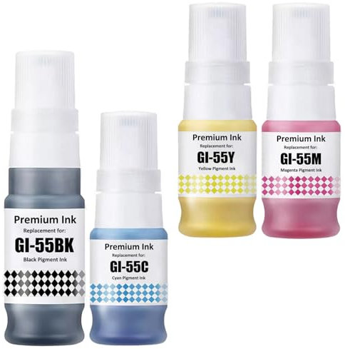 LAIPENG GI-55 GI55 Tinte Kompatibel mit Canon Maxify GX1050 GX2050 Drucker 4-Farben-Multipack GI-55BK GI-55C GI-55M GI-55Y (Schwarz/Cyan/Magenta/Gelb)