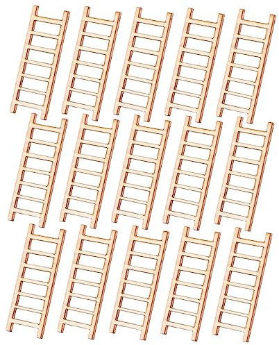 SKISUNO 15pcs Small Staircase Ornaments Fairy Gardens Ladder Miniature Folding Ladder Miniature Ladder Ladders Toy Ladder Mini Simulation Ladder Mini Houses Miniature Step Ladder Wooden