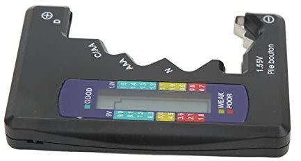 Digital Battery Capacity Gauge Tester Universal DC N AAA AA 9V 1.5V Button Cell Analyzer for Household Use (Black)