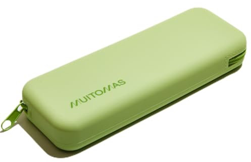 Muitomas, Astuccio in Silicone Soft Touch, Morbido Portapenne con Chiusura a Zip, Dimensioni Compatte 19 x7,5 cm, Colore Verde Salvia