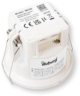 illuburg Détecteur de Mouvement 5,8GHz Micro-Ondes HF Radar Montage encastré Plafond avec Capteur Jour Nuit Plage de Détection 8 m