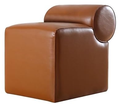 Atelier Del Sofa Stilvoller brauner Pouf, 100% Kunstleder, 45 x 56 x 60 cm | 35 DNS Orthopädischer Schaumstoff, 6 cm dick | PVC-beschichtete, verdeckte Beine, bequem und schick