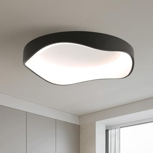 Moderne Led Deckenleuchte,Schwarz Deckenleuchte Dimmbar Minimalistische mit Fernbedienung,50cm 3000K-6500K Led Deckenlampe Für Wohnzimmer Schlafzimmer Küche Flur