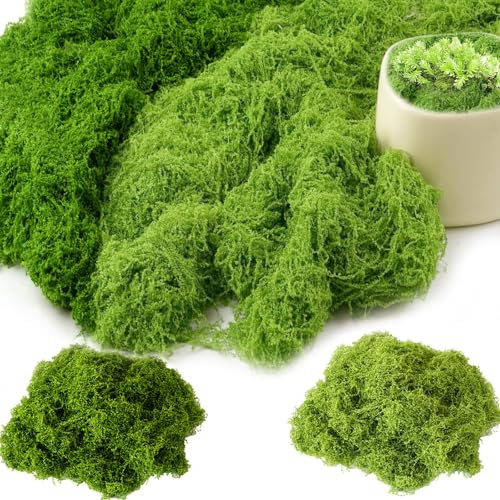 TLDNZXY 200g Kunstmoos zum Dekorieren Kunstmoos zum Basteln Künstliches Moos Deko Kunst Moos Fake Dekomoos Bastelmoos DIY für Wand Krippe Aquarium Krippe Modellbau - Dunkelgrün 100g + Hellgrün 100g