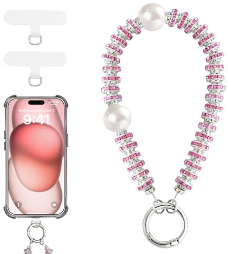 TiMOVO Perle Sangle Téléphone Poignet Amovible, Rose
