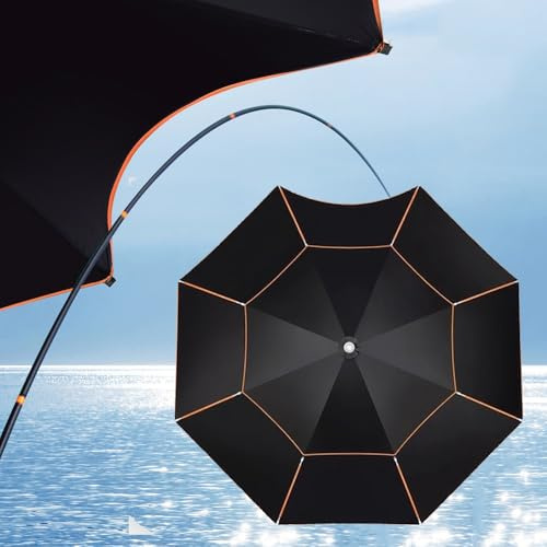 BGBZHMMEE Angelschirm 200cm Sonnenschirm, Strandschirm UV-Schutz & Windschutz, Leicht & Stabil, Wasserdicht, Für Angeln Am See & Ufer(2.0m/6.5ft)