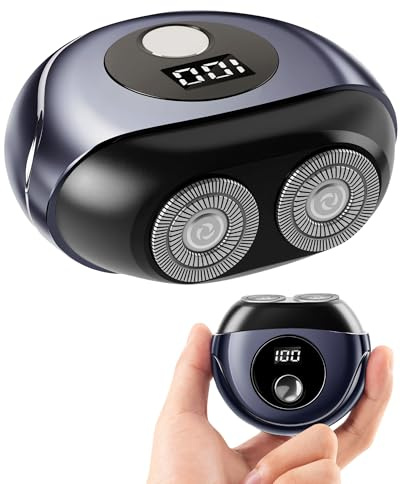 Lizoak Mini Elektrisch Rasierer Herren - Zweiköpfig Elektrorasierer mit Batterieanzeige, 600mAh, Hält 30 Tage pro Ladung, IPX6 Wasserdichte, 36dB, Reiserasierer für Papa, Ehemann und Sohn