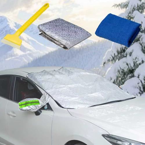 Frontscheibenabdeckung Auto Scheibenabdeckung Faltbar Sonnenschutz Winter 9 Magnetische für Autoscheibenabdeckung UV-Schutz für Sommer, Sonne, Staub, Schnee, EIS, Frost, 190cm x 148cm x 116cm (Grün)
