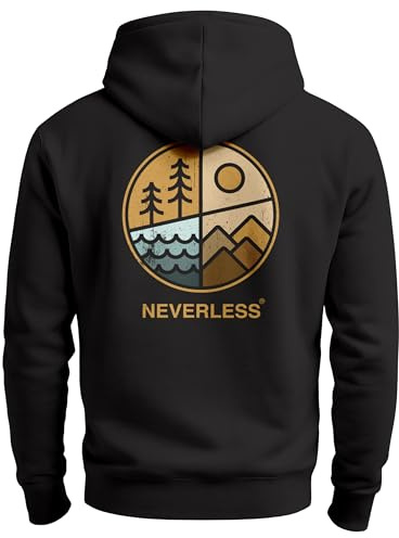 Neverless® Herren Sweatjacke Outdoor Backprint Retro Logo Abstrakt Zipjacke Zip-Hoodie Männer Fashion Streetstyle