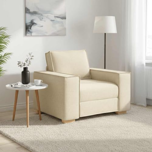 HETFTJN Sessel Creme 99 x 78 x 84 cm Holz-Metall Gestell Kleines Sofa mit 60 cm breiter Sitzfläche Modernes Design Bequem & Robust für Wohnzimmer Büro Gästezimmer