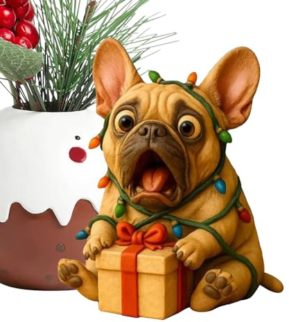Amesor Kleine Weihnachtsfiguren | Kleine Niedliche Hunde Wohndekoration - Tier Figuren Andenken Und Ornamente,Für Wohnzimmer Schlafzimmer Tisch Büro Kamin Innen Wohnung Fenster