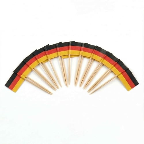 120 Piezas Palillos Cóctel Bandera Alemania - Palitos Bambú para Fiestas
