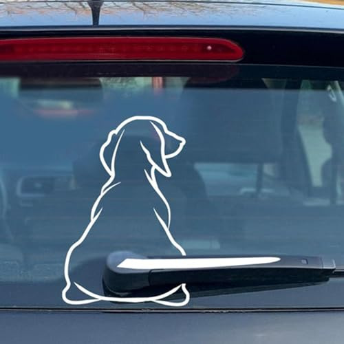 Weißer lustiger Hund beweglicher Schwanz Aufkleber Heckscheibenwischer Wasserdicht Vinyl Wasserdichtes Material Dekoration Automotive