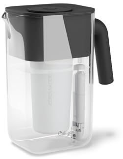 Culligan avec la technologie ZeroWater - Pichet de filtre à eau de 10 tasses - Comprend un filtre à eau avancé en 5 étapes, certifié IAPMO pour réduire le plomb, les PFAS, le mercure, le fluorure et