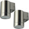 etc-shop 2er Set Fassaden Außen Lampen rund Edelstahl Down Wand Leuchten Veranda Spot Strahler silber 1-flg