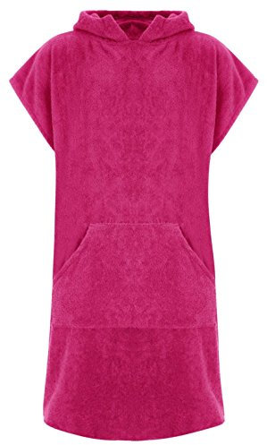 Adore Erwachsene 100% Baumwolle Bademantel Poncho mit Tasche Herren & Damen Frottiermantel Umkleidemantel Handtuch Schwimmen Surfen - S/M, Rosa (mit Taschen)