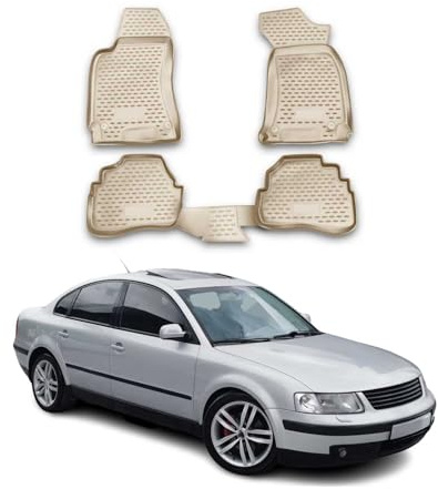 OMAC Gummimatten Fußmatten kompatibel mit VW Passat 1996-2005 TPE Automatten Beige 4X