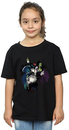 Disney Girls Villains Sketch T-Shirt Black 9-11 Years