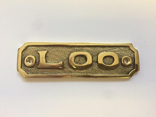 LOO Door Sign Name Plate Solid Brass with a Polished Lacquered Finish 8.2 x 3.3cm comes with Screws Ideal for toilet or WC DSN-13-PL
