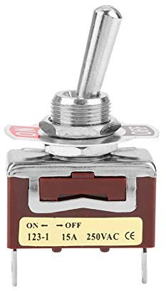 2 Pines 15A Interruptor de Palanca, 2 Pines 2 Posiciones Interruptor de Encendido/Apagado Momentáneo Agujero de Montaje de 12 mm