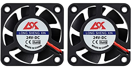 HAWKUNG 2 Pieza Impresora 3D Ventilador de Enfriamiento Extrusora Accesorio 4010 40 x 40 x 10 mm DC 24V 2 Pin Conector Rodamiento Silent Brushless Coolsink Heater Blower para impresora 3D, Negro