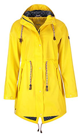 FRIESEN Friesennerz Damen Regenjacke 'Oh! Nass'is!' II mit Innenfutter - Regenmantel Outdoorjacke Regenparka wasserdicht modisch tailliert in Rot Größe 40/42